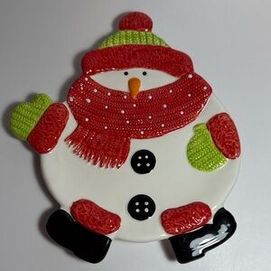 Mud Pie Ceramic Snowman Plate